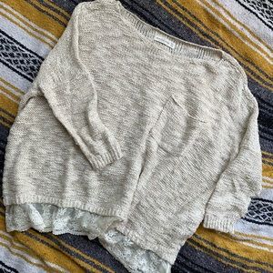 Dolman sweater with lace trim